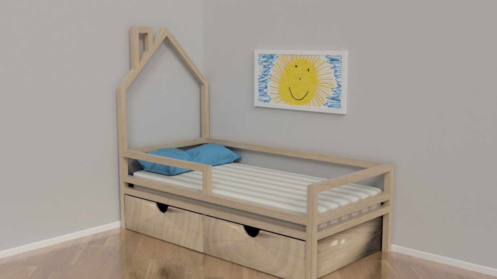 Кровать детская полудомик