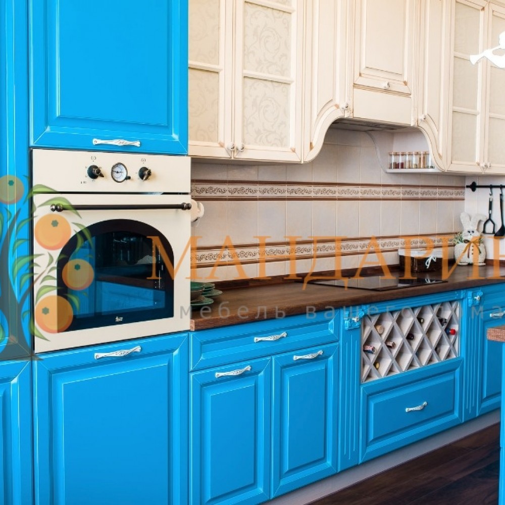 Кухня МДФ краска Голубая